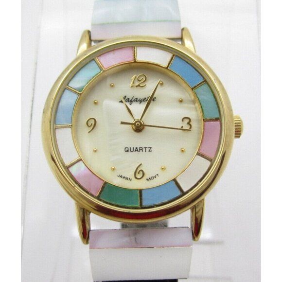 Women Lafayette MOP Quartz Colors Analog 27mm Round Watch (H544) "New Battery"